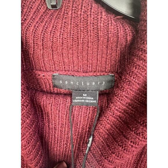 Sanctuary Burgundy Ribbed Long Sleeve Turtleneck Tunic Sweater Size M Sugar Plum - Picture 8 of 12